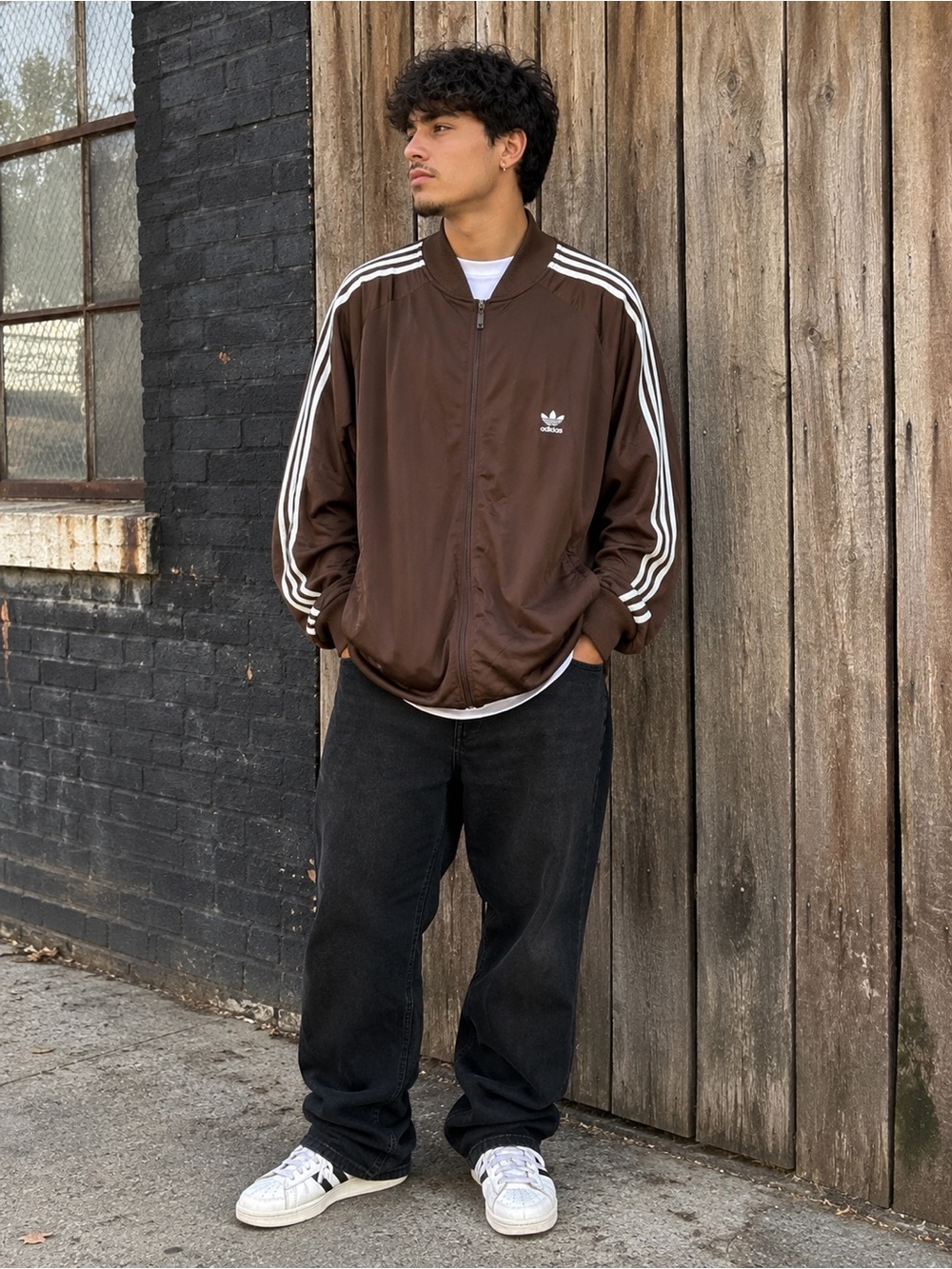 Adidas Originals Brown Trefoil 3-Stripe Track Jacket Men’s 3XL Streetwear